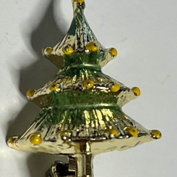 Classic Holiday Christmas Tree in Pot Brooch Pin Glittered Texture .75"x1.25" - Picture 6 of 10